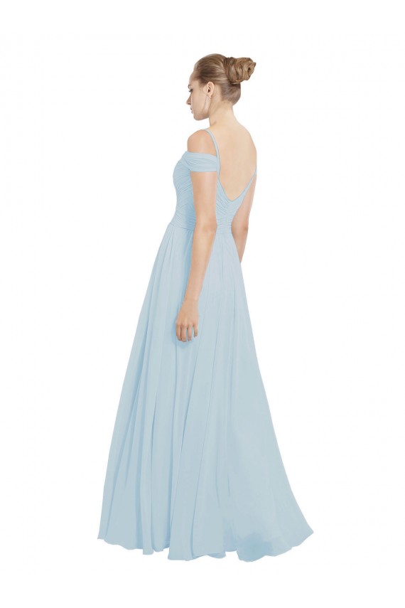Beste Seeglas A-Linien Off-Schulter Chiffon Lange Brautjungfernkleider