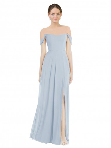 Beste Seeglas A-Linien Off-Schulter Chiffon Lange Brautjungfernkleider