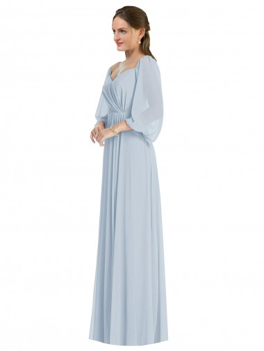 Beste Seeglas A-Linien Off-Schulter Chiffon Lange Formale Brautjungfernkleider / Abendkleider