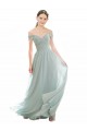 Beste Seeglas A-Linien Off-Schulter Chiffon Spitze Lange Brautjungfernkleider