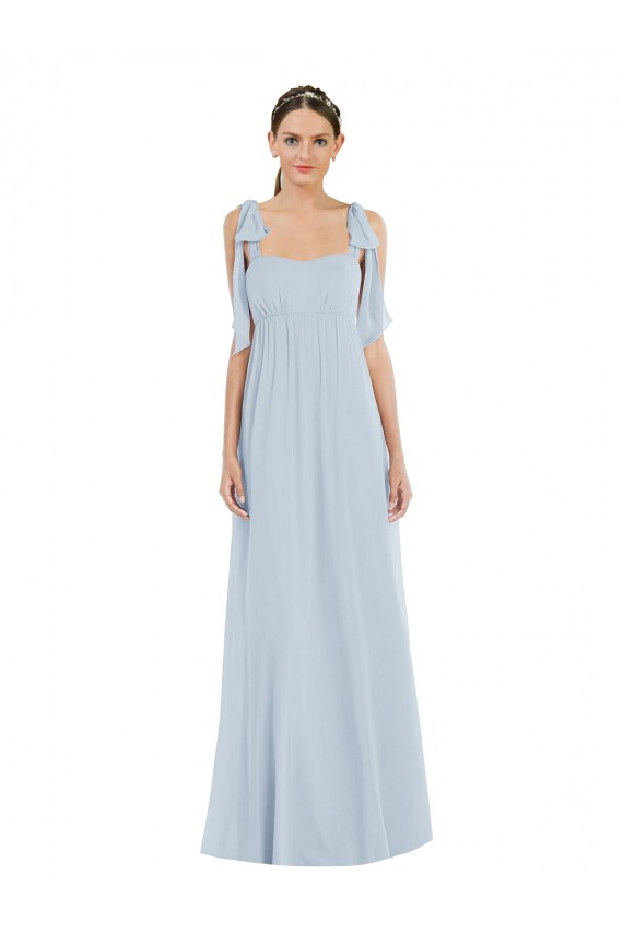 Beste Seeglas A-Linien Spaghetti-Träger Chiffon Lange Brautjungfernkleider