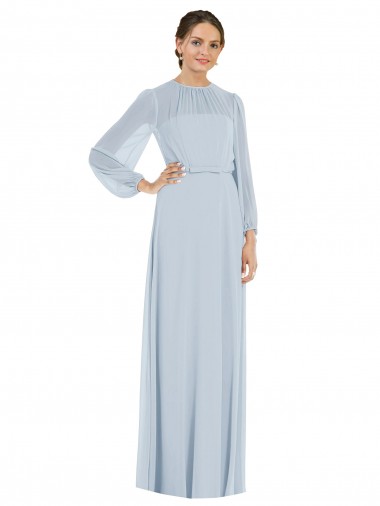 Beste Seeglas A-Linien Trägerlos Chiffon Lange Formale Brautjungfernkleider / Abendkleider