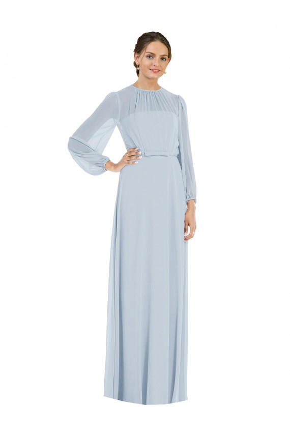 Beste Seeglas A-Linien Trägerlos Chiffon Lange Formale Brautjungfernkleider / Abendkleider