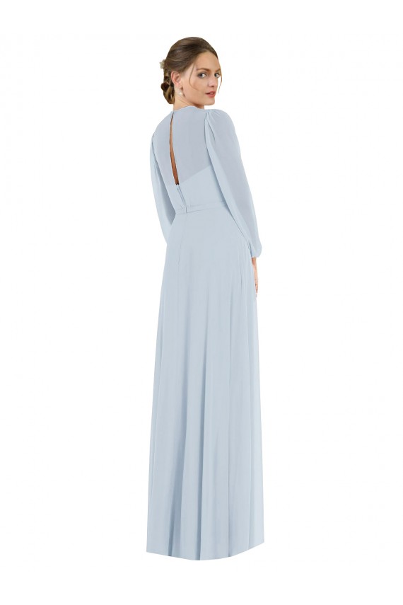 Beste Seeglas A-Linien Trägerlos Chiffon Lange Formale Brautjungfernkleider / Abendkleider
