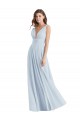 Beste Seeglas A-Linien V-Ausschnitt Chiffon Lange Brautjungfernkleider