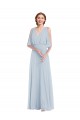 Beste Seeglas A-Linien V-Ausschnitt Chiffon Lange Brautjungfernkleider