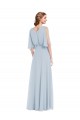 Beste Seeglas A-Linien V-Ausschnitt Chiffon Lange Brautjungfernkleider