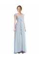 Beste Seeglas A-Linien V-Ausschnitt Chiffon Lange Brautjungfernkleider