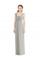 Beste Silber A-Linien Chiffon Lange Brautjungfernkleider