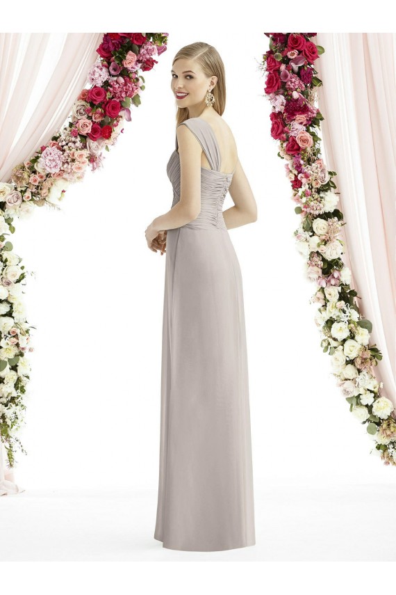 Beste Silber A-Linien Chiffon Lange Brautjungfernkleider