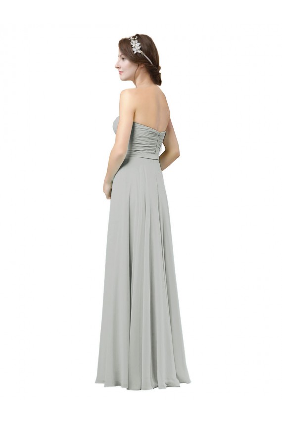 Beste Silber A-Linien Chiffon Lange Brautjungfernkleider