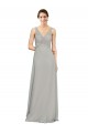 Beste Silber A-Linien V-Ausschnitt Chiffon Lange Brautjungfernkleider