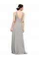 Beste Silber A-Linien V-Ausschnitt Chiffon Lange Brautjungfernkleider