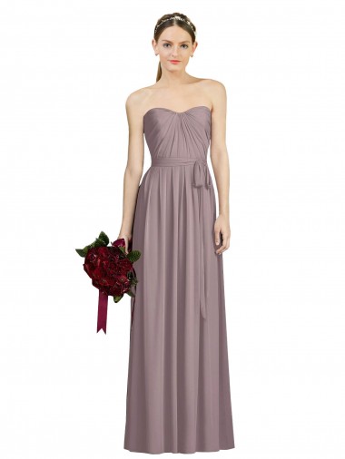 Beste Staubige Rose A-Linien Chiffon Lange Brautjungfernkleider