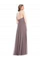 Beste Staubige Rose A-Linien Neckholder Chiffon Lange Formale Brautjungfernkleider / Abendkleider