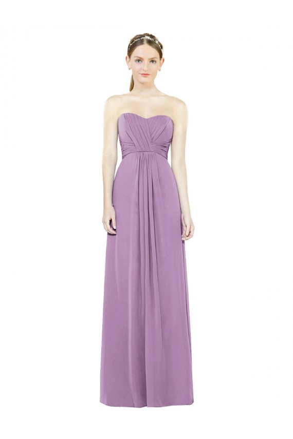 Beste Staubiger Lavendel A-Linien Chiffon Lange Brautjungfernkleider