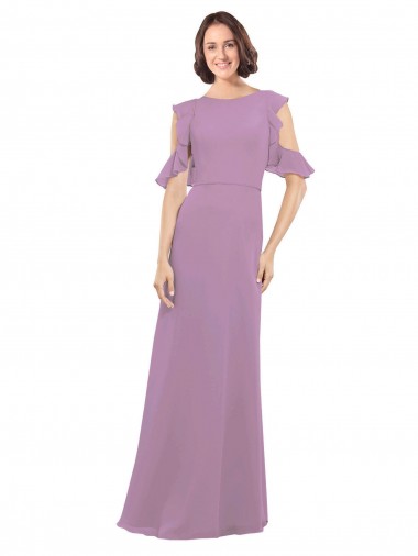 Beste Staubiger Lavendel A-Linien Stehkragen Ausschnitt Chiffon Lange Brautjungfernkleider
