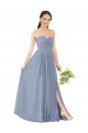Beste Staubiges Blau A-Linien Chiffon Lange Brautjungfernkleider
