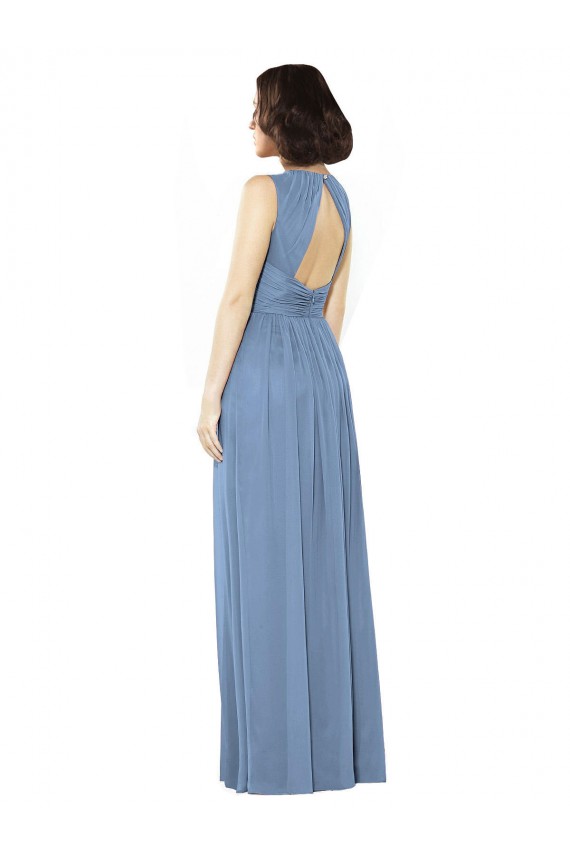 Beste Staubiges Blau A-Linien Chiffon Lange Brautjungfernkleider
