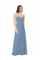 Beste Staubiges Blau A-Linien Chiffon Lange Brautjungfernkleider