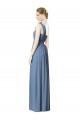 Beste Staubiges Blau A-Linien Eine-Schulter Chiffon Lange Brautjungfernkleider
