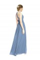 Beste Staubiges Blau A-Linien Neckholder Chiffon Lange Brautjungfernkleider