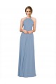 Beste Staubiges Blau A-Linien Neckholder Stehkragen Ausschnitt Chiffon Lange Brautjungfernkleider
