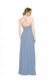 Beste Staubiges Blau A-Linien Neckholder Stehkragen Ausschnitt Chiffon Lange Brautjungfernkleider