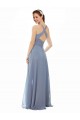 Beste Staubiges Blau A-Linien Neckholder Stehkragen Ausschnitt Chiffon Lange Brautjungfernkleider