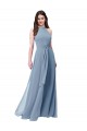 Beste Staubiges Blau A-Linien Neckholder Stehkragen Ausschnitt Chiffon Lange Brautjungfernkleider