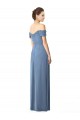Beste Staubiges Blau A-Linien Off-Schulter Chiffon Lange Brautjungfernkleider