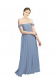 Beste Staubiges Blau A-Linien Off-Schulter Chiffon Lange Brautjungfernkleider