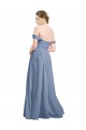 Beste Staubiges Blau A-Linien Off-Schulter Chiffon Lange Brautjungfernkleider