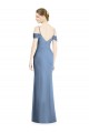 Beste Staubiges Blau A-Linien Off-Schulter Chiffon Lange Formale Brautjungfernkleider / Abendkleider
