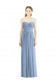 Beste Staubiges Blau A-Linien Trägerlos Chiffon Lange Brautjungfernkleider