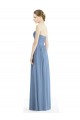 Beste Staubiges Blau A-Linien Trägerlos Chiffon Lange Brautjungfernkleider