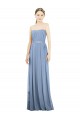 Beste Staubiges Blau A-Linien Trägerlos Chiffon Lange Brautjungfernkleider
