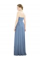 Beste Staubiges Blau A-Linien Trägerlos Chiffon Lange Brautjungfernkleider