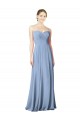 Beste Staubiges Blau A-Linien Trägerlos Chiffon Lange Brautjungfernkleider