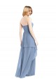 Beste Staubiges Blau A-Linien Trägerlos Chiffon Lange Brautjungfernkleider
