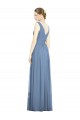 Beste Staubiges Blau A-Linien V-Ausschnitt Chiffon Lange Brautjungfernkleider