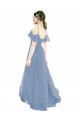 Beste Staubiges Blau A-Linien V-Ausschnitt Chiffon Lange Brautjungfernkleider