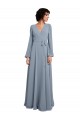 Beste Staubiges Blau A-Linien V-Ausschnitt Chiffon Lange Brautjungfernkleider