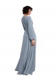 Beste Staubiges Blau A-Linien V-Ausschnitt Chiffon Lange Brautjungfernkleider