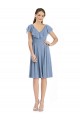Beste Staubiges Blau A-Linien V-Ausschnitt Knielang Cocktail Chiffon Kurze Brautjungfernkleider