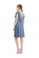 Beste Staubiges Blau A-Linien V-Ausschnitt Knielang Cocktail Chiffon Kurze Brautjungfernkleider