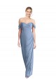 Beste Staubiges Blau Meerjungfrau Off-Schulter Chiffon Lange Brautjungfernkleider