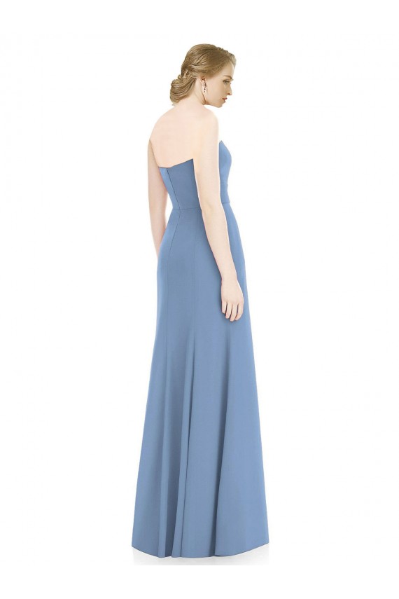 Beste Staubiges Blau Meerjungfrau Trägerlos Chiffon Lange Brautjungfernkleider