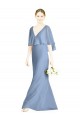 Beste Staubiges Blau Trompete V-Ausschnitt Chiffon Lange Brautjungfernkleider