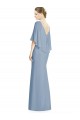 Beste Staubiges Blau Trompete V-Ausschnitt Chiffon Lange Brautjungfernkleider
